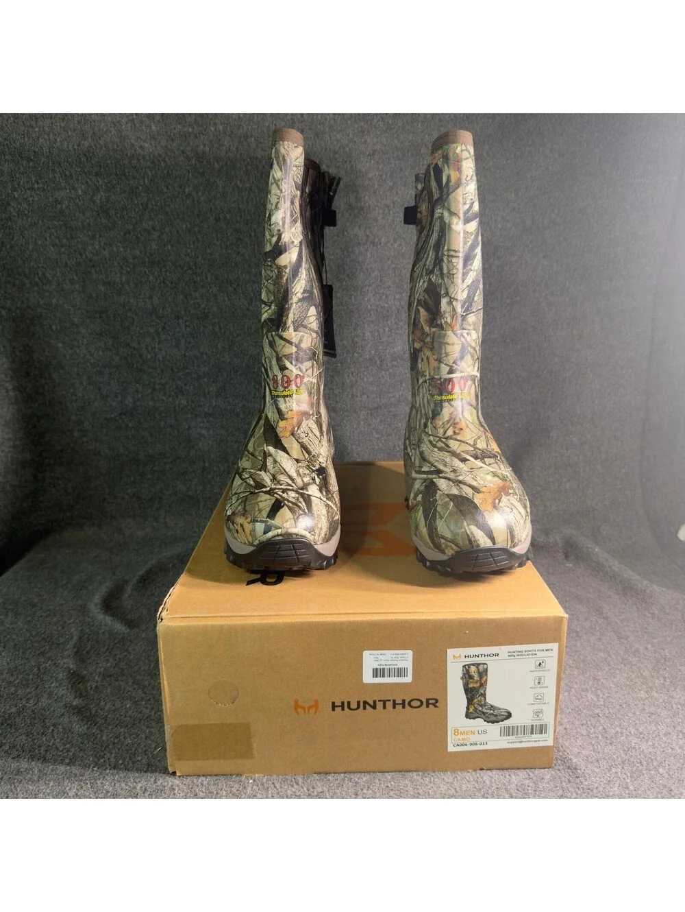 Hunthor Hunting Boots Mens Size 8 Camo Waterproof Insulated 800g CA006-008-013